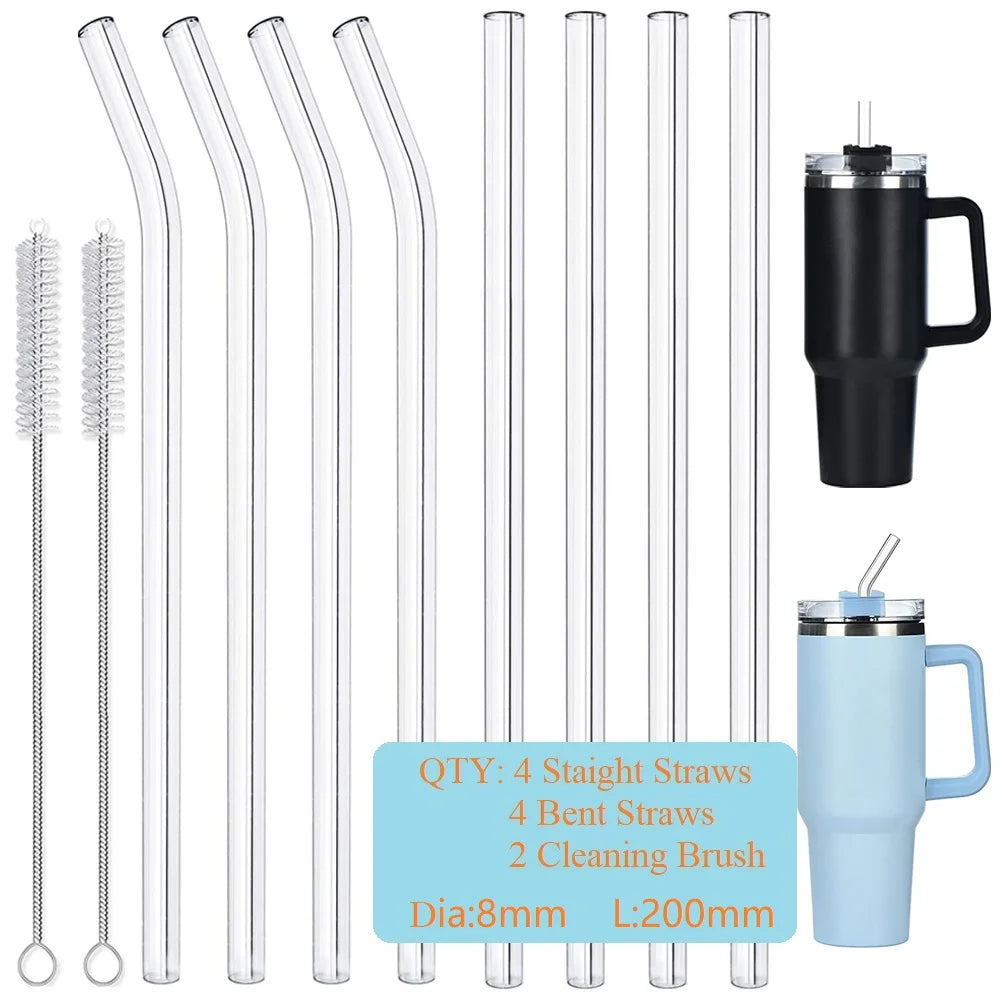 Reusable Clear Straws for Stanley Cup 40 & 30 oz With 2 Cleaning Brush - TrendCraze